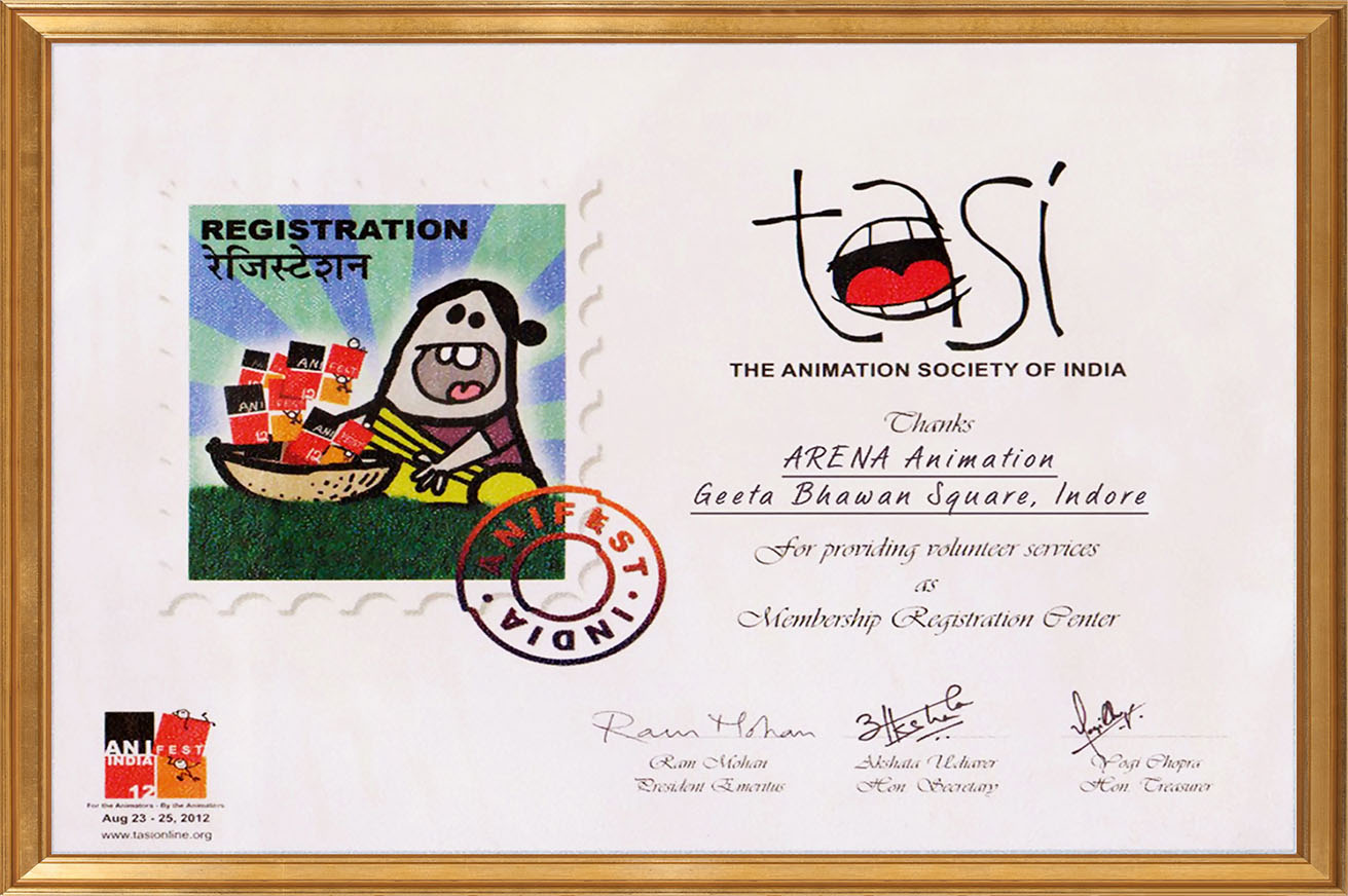 Sole registration Centre of TASI in Central India for Anifest - The Annual Animation Festival